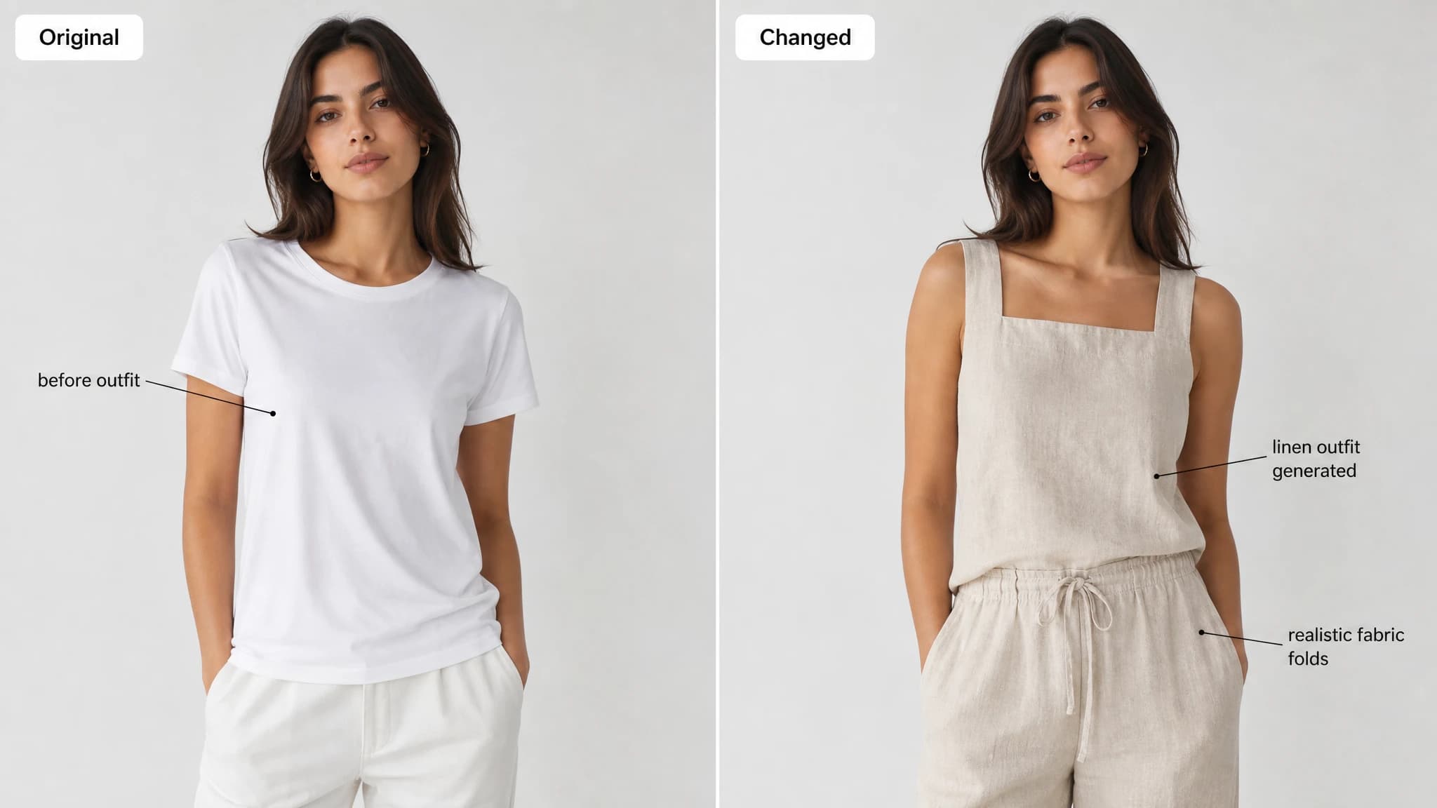 Visualize outfits on realistic models before production. preview