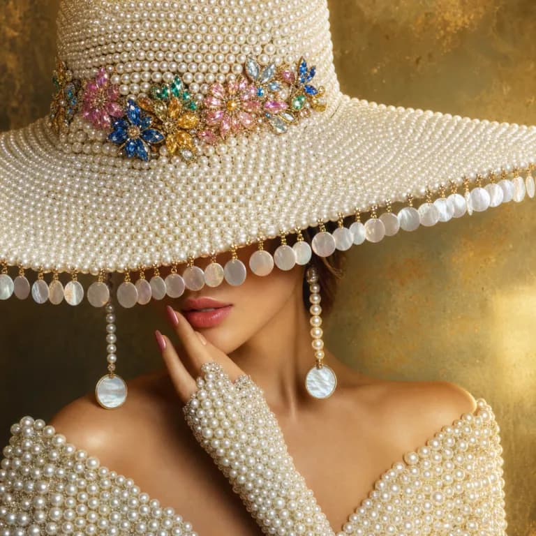 AI-generated pearl couture example