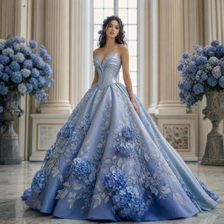 AI-generated hydrangea ballgown example